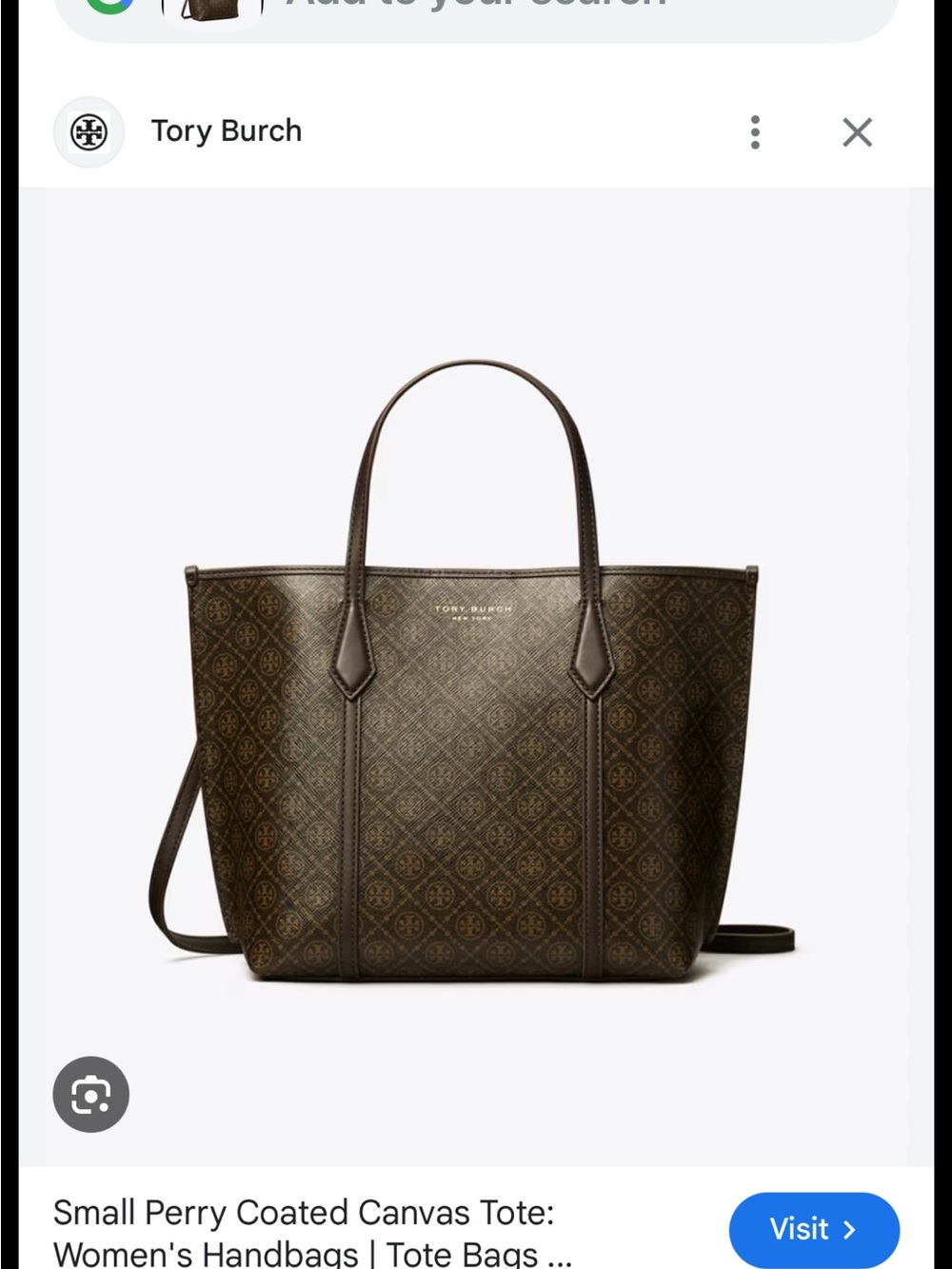 Tory Burch Dark Brown Signature Coated Canvas Tote